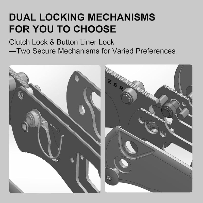 KIZER سكين جيب دروب بير 2، شفرة شيفت فوت 2.96" من فولاذ نيترو-في مع مقبض ريتشلايت الأزرق، قفل بطانة زر، سكاكين EDC مع نتوءات على العمود للرجال والنساء V3619.2CS1 - Image 3